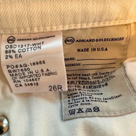 AG Adriano Goldschmied The Ballad Slim Boot Jeans White Denim Size 26R - Picture 7 of 12